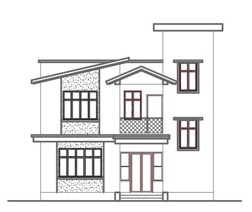 Modern house elevation 2d cad drawing details. Download free autocad drawing file.