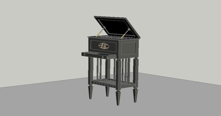 Modernist costurer wooden table 3d block cad drawing details dwg file