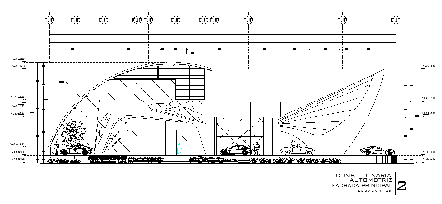 Modern office elevation cad drawing is given in this cad file. Download this cad 2d file now.