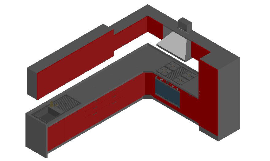 Modular Kitchen Design 3d Model CAD Drawing