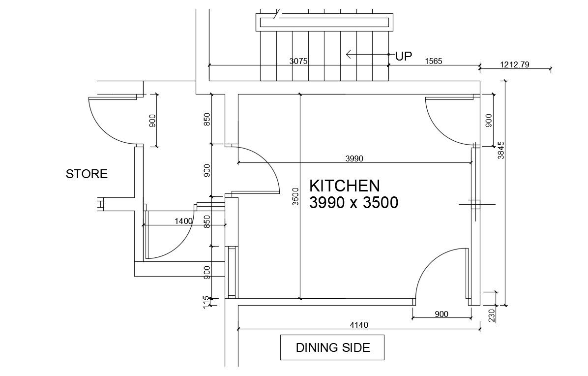 Modular Kitchen Plan with Dimensions