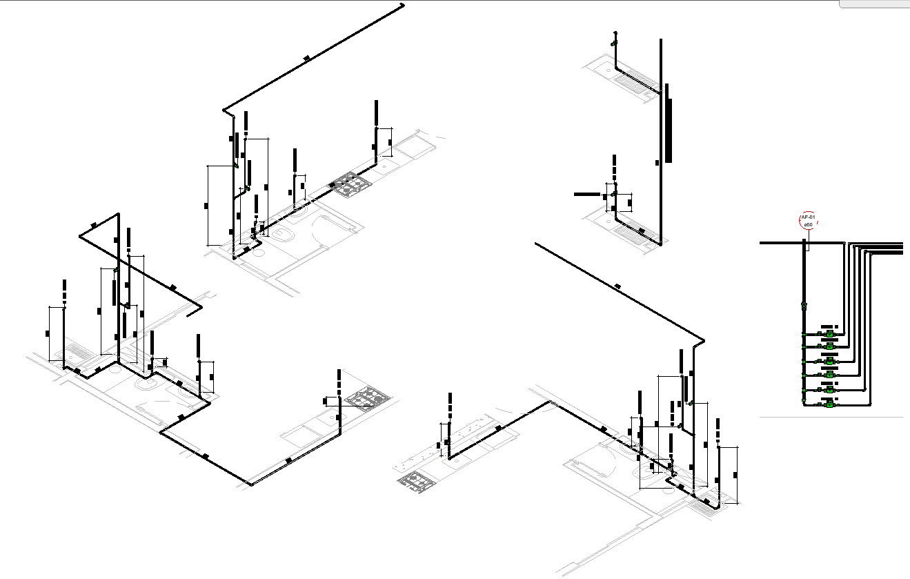 Modular Kitchen AutoCAD Piping Isometric Drawing, Dwg Files