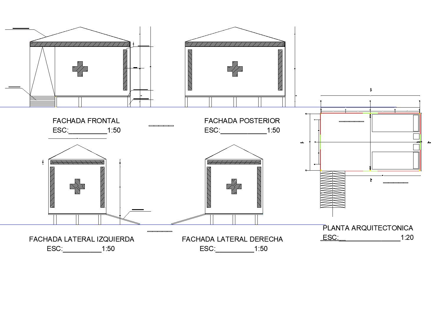 Modulate firs elevation detail dwg file