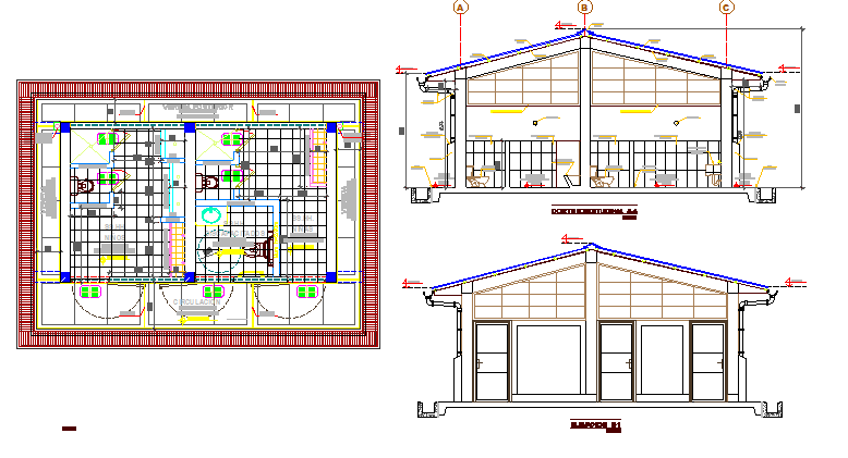 Module of toilet of restaurant architecture project dwg file