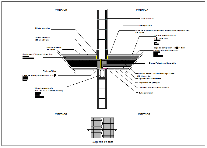 Monolithic connection section view detail dwg file