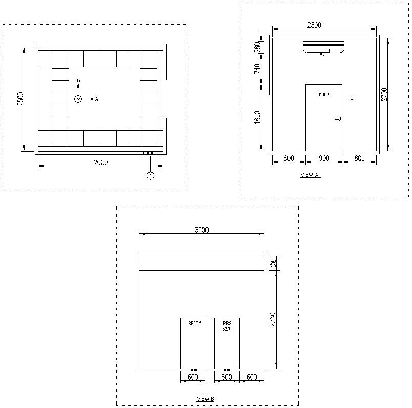 Monopole tower cabinet in detail AutoCAD drawing, dwg file, CAD file