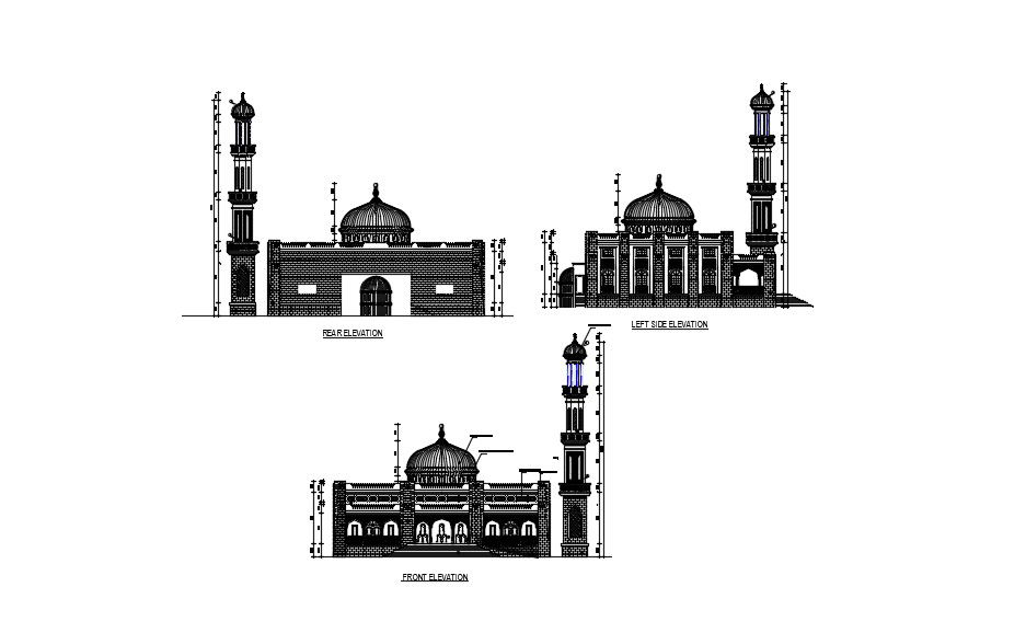 Mosque Elevation AutoCAD Drawings