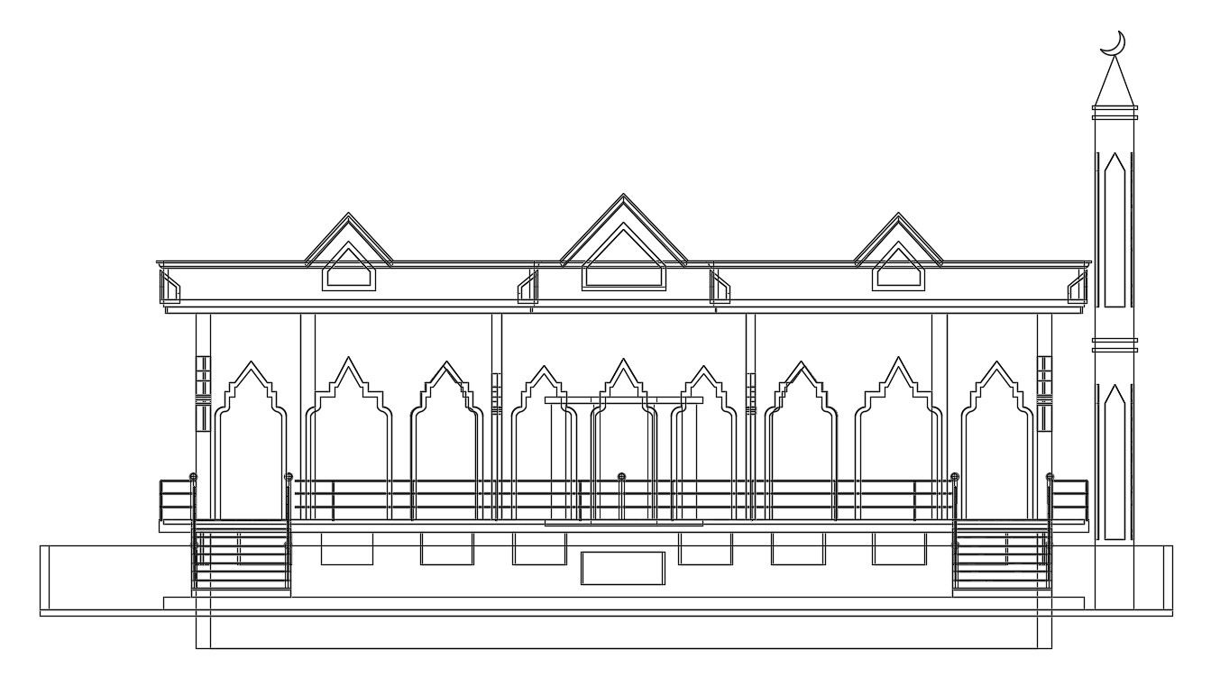 Mosque Elevation CAD File Free Download 