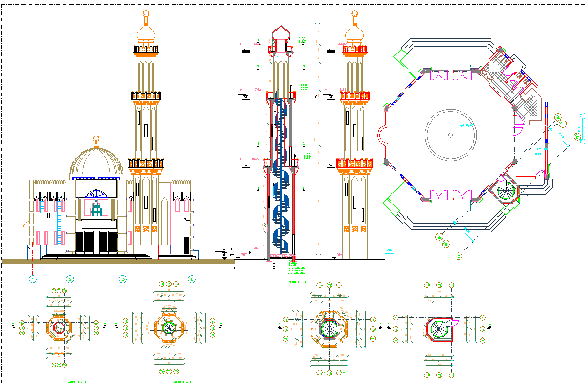 Mosque Layout plan detail view dwg file