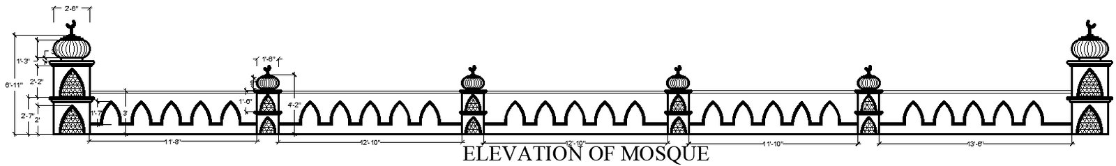 Mosque Elevation Layout Design with AutoCAD DWG File
