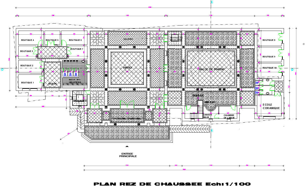 Mosque Floor Layout Plan Detail CAD Drawing in DWG File