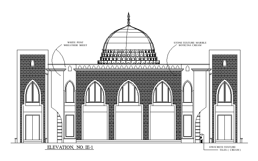 Mosque Interior Elevation Design Download DWG File