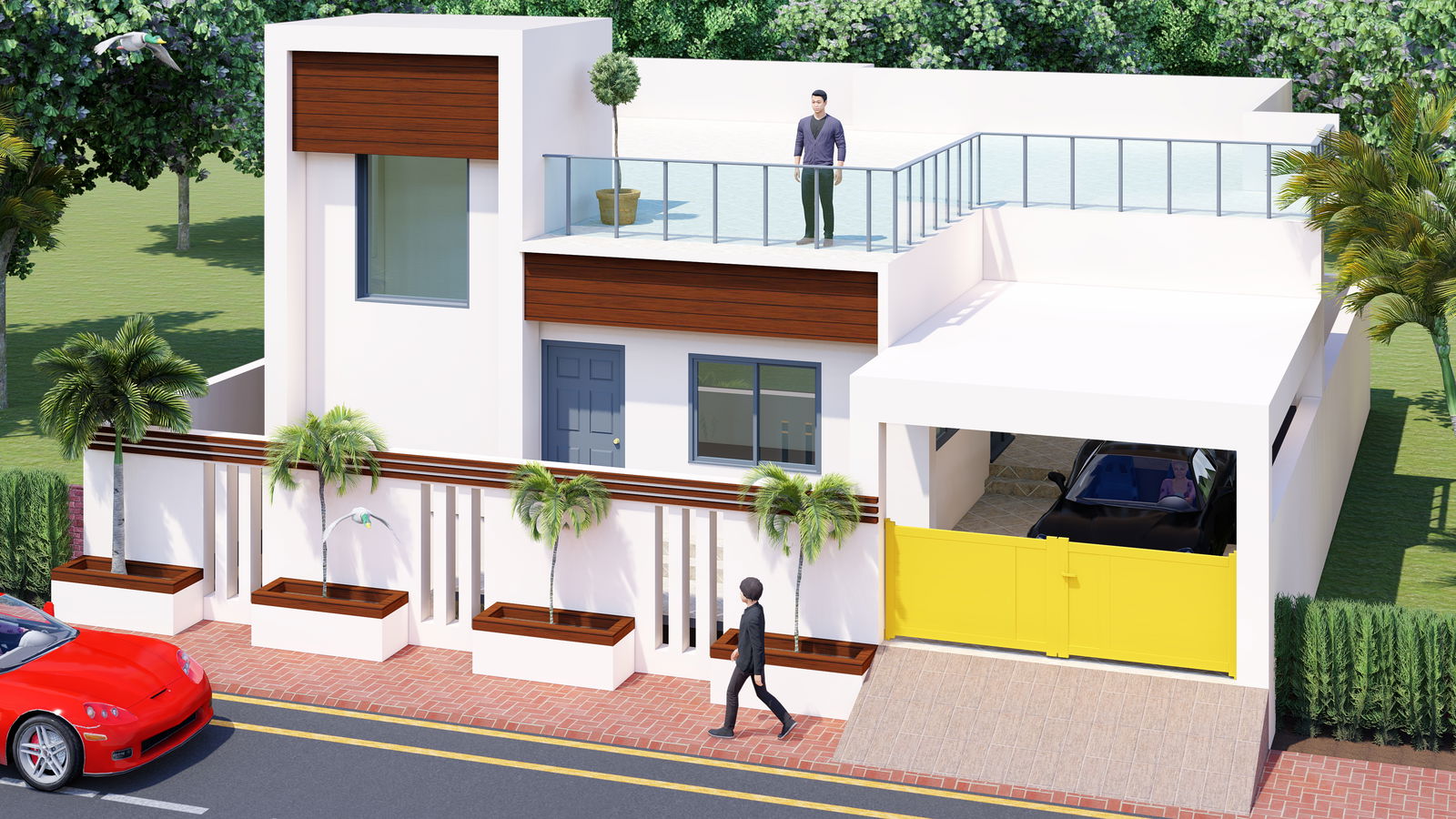 Most Beautiful 3d Architectural home elevation design Revit file .Download this drawing Revit file on cadbull.com.