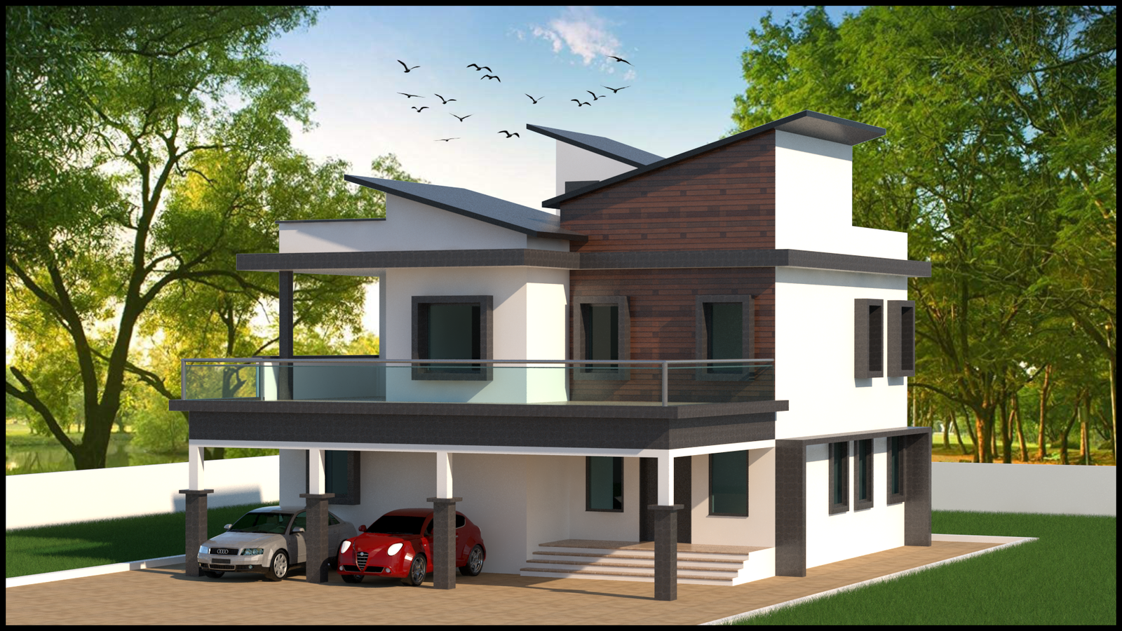 Most amazing 3d elevation design of the G+1 house Revit drawing file .Download revit file.