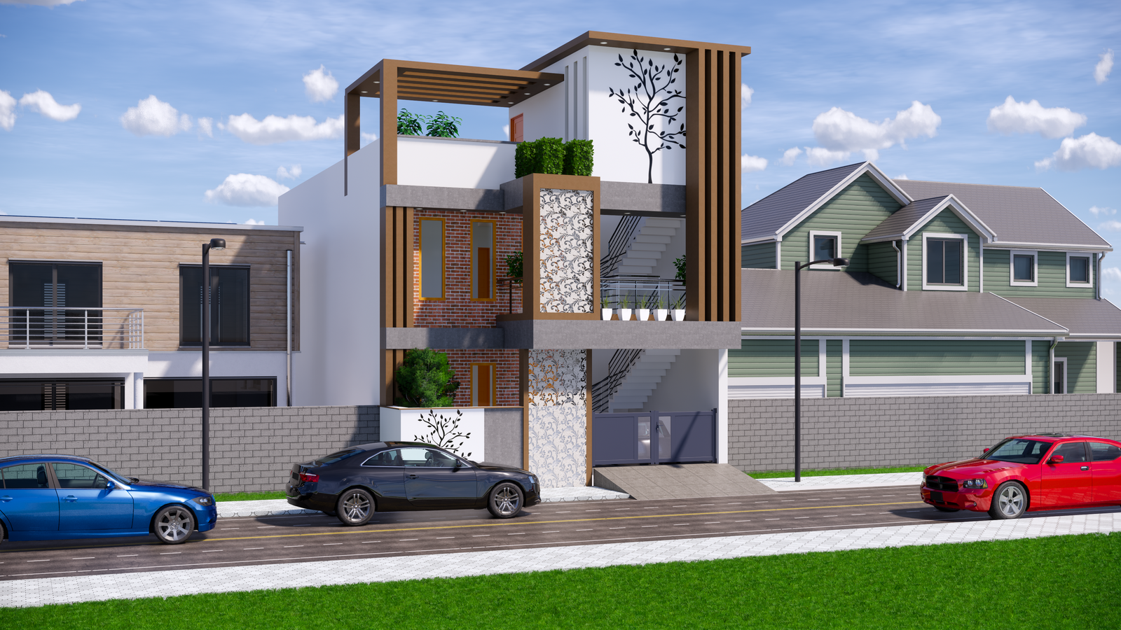 Most attractive 3d house elevation design Revit file.