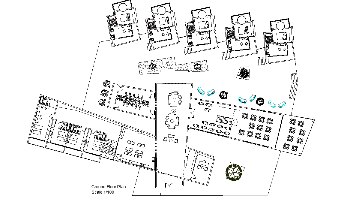 Motel Bedrooms Ground Floor Plan CAD Drawing DWG File