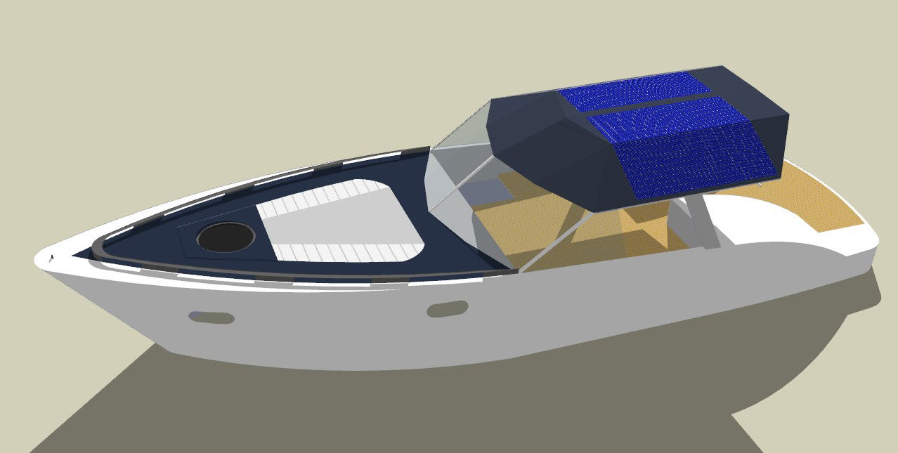 Get Motor Boat Isometric 3D View with SketchUp CAD Drawing File