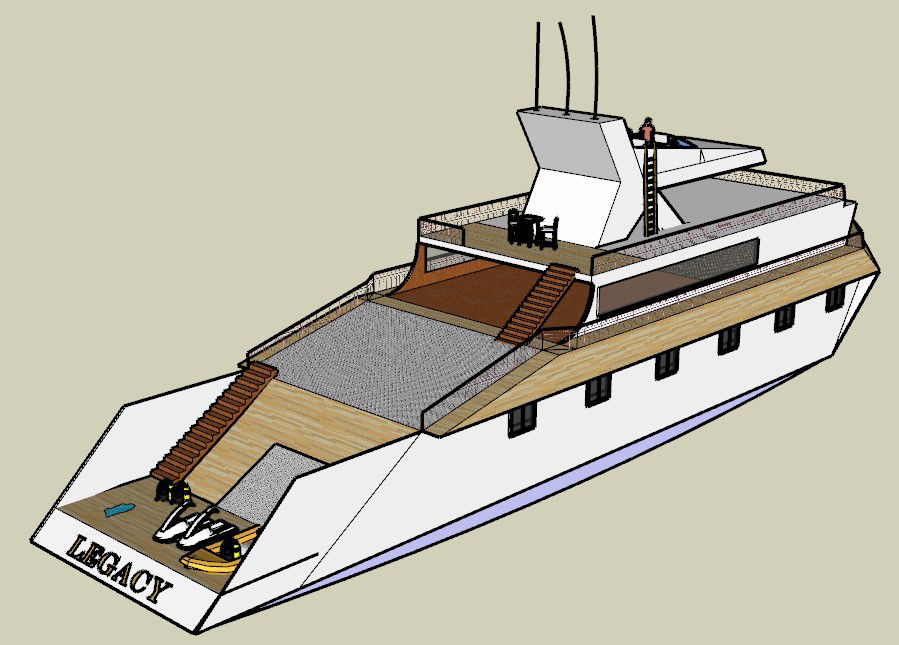 3D Motor Boat Design with Complete CAD Details in DWG Drawing File