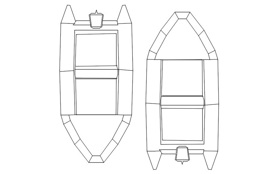 Motorboat design in AutoCAD 2D drawing, dwg file, CAD file