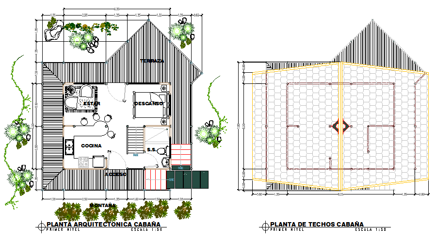 Mountain cabin plan layout file