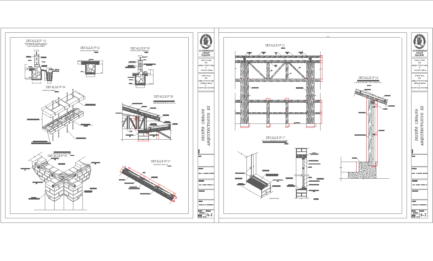 Mud and woods joint and constructions detail drawing