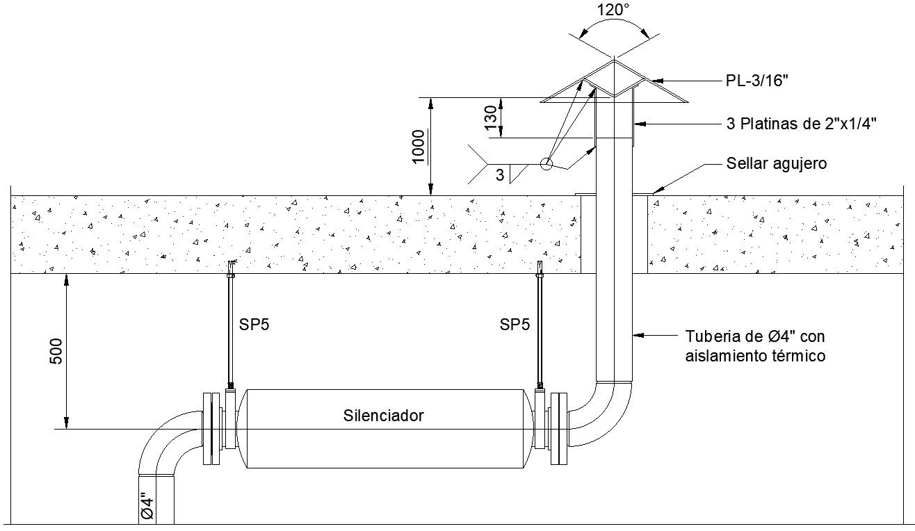 Muffler and tubes details in AutoCAD, dwg file.