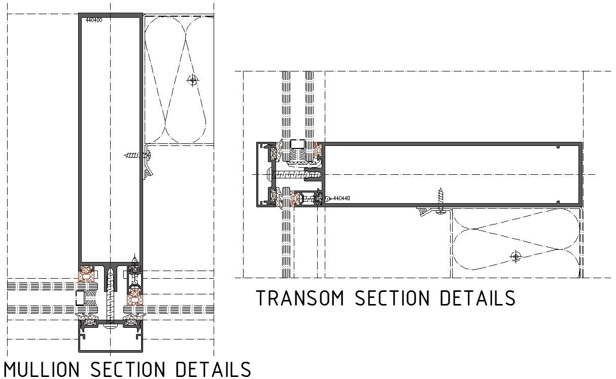 Mullion and transom section details AutoCAD DWG drawing file details are given. Download the AutoCAD 2D DWG file.