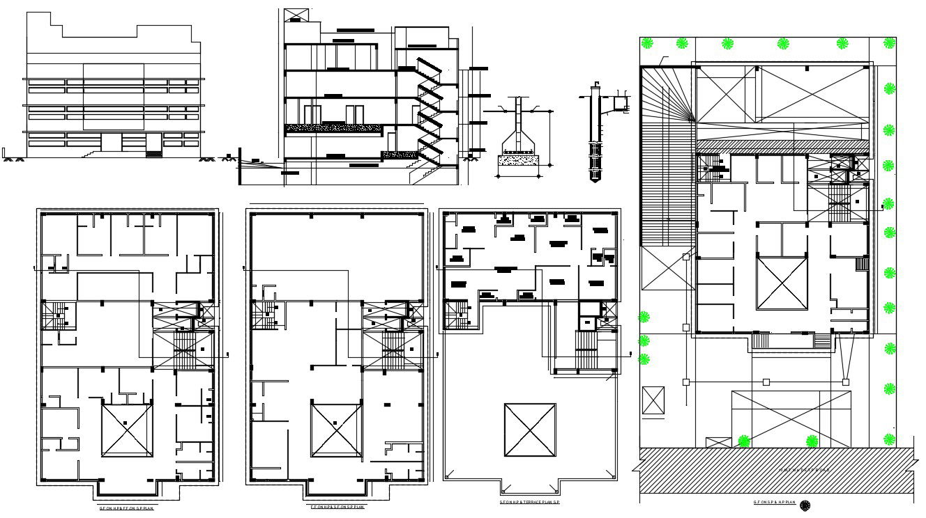 Multi Family 3 BHK Apartment Project AutoCAD File