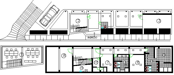 Multi-Family Bungalow Architecture Design and Elevation dwg file