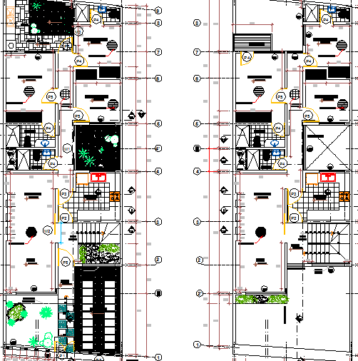 Multi Family Housing Flats Design and Section Details dwg file