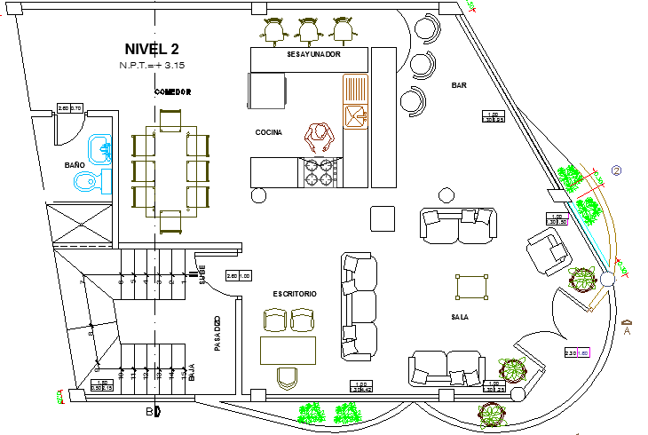 Multi Family Housing Project Elevation Details dwg file.
