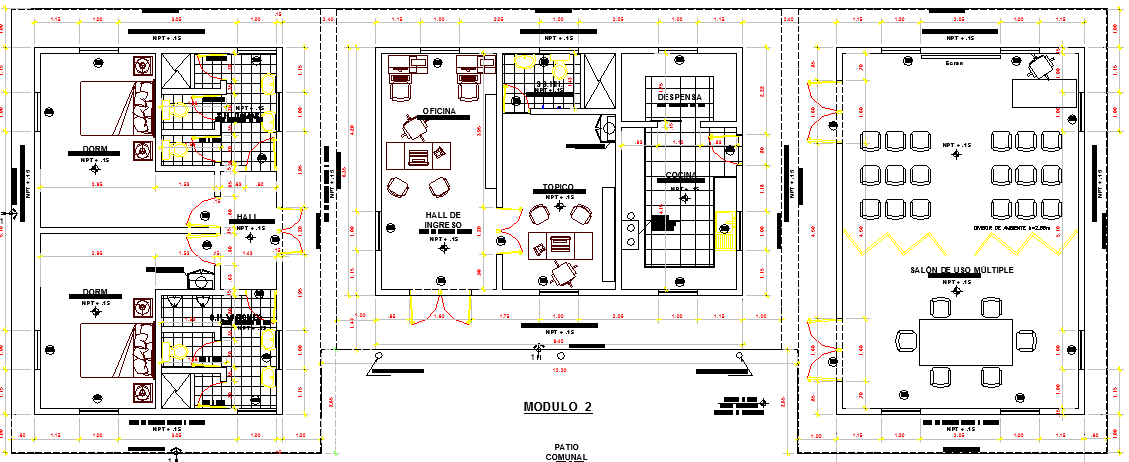 Multi Family Housing Project Elevation and Structure Details dwg file