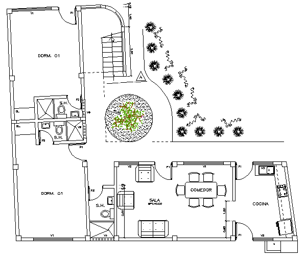 Multi Family Residence House Elevation and Section Plan dwg file