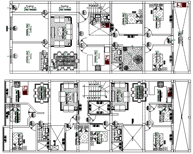 Multi Family Residence House Elevation and Section Plan dwg file