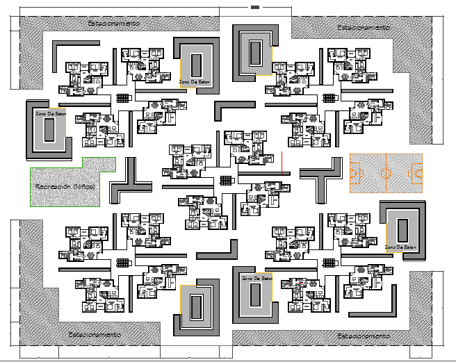Multi Family Residency Flats Architecture Layout dwg file