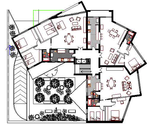 Multi-Family Residential Building Design and Structure Details dwg file