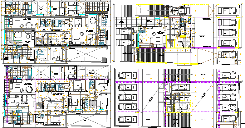 Multi-Family Residential Building Floor Plan Details dwg file