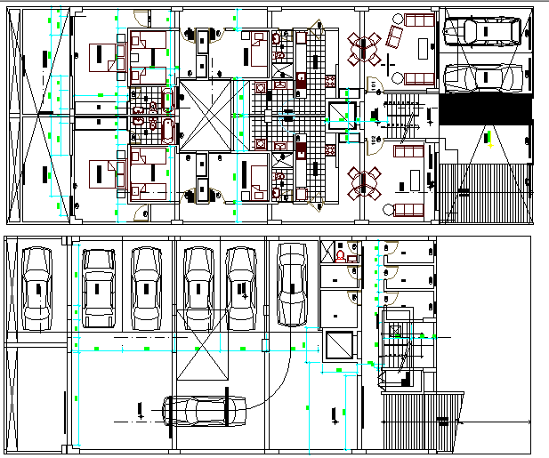 Multi-Family Residential Flats Architecture Design and Structure Details dwg file