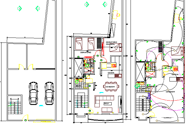 Multi-Family Single Family House Floor Plan Details dwg file