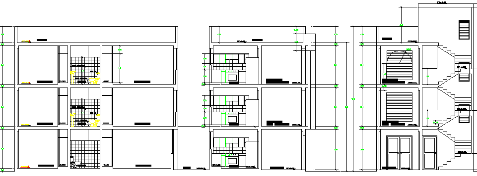 Multi-Family and Multi-Flooring Residential Flats Section Details dwg file