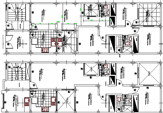 Multi-Family, Multi-Flooring Residential Flats Structure Design dwg file
