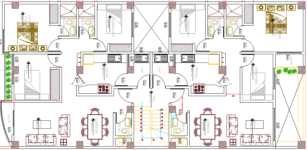 Multi-Family, Multi-Flooring Residential Flats Structure Details dwg file