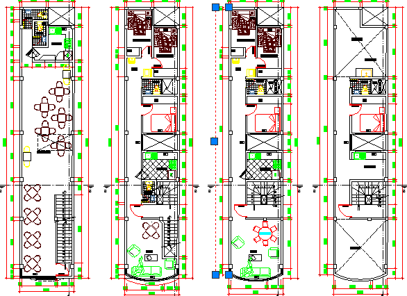 Multi-Flooring Bungalow Architecture Project dwg file