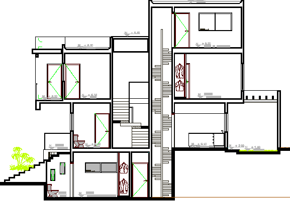 Multi-Flooring Bungalow Design and Elevation dwg file