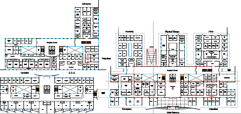 Multi-Flooring Hospital Design Structure Details dwg file