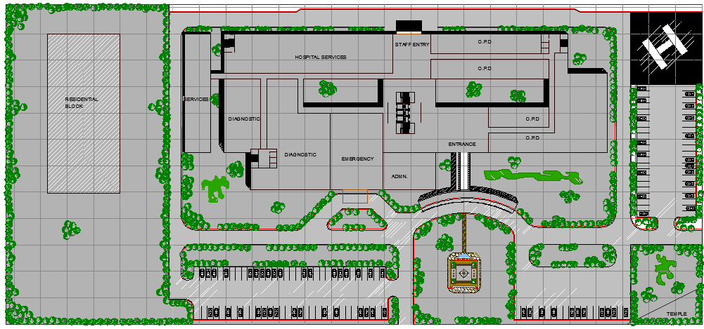 Multi Flooring Hospital Elevation Plan dwg file