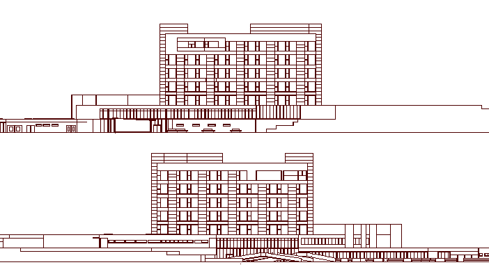 Multi-Flooring Hospital Project Elevation dwg file