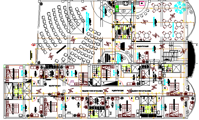 Multi-Flooring Hotel Architecture Design and Structure Details dwg file