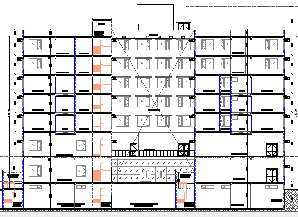 Multi-Flooring Hotel Architecture Layout and Section Details dwg file