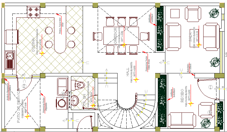 Multi-Flooring House Design and Structure Details dwg file